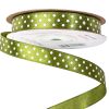 Panglică satinată cu buline albe 12mm x 20m – Verde măsliniu