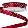 Panglică satinată cu buline albe 12mm x 20m - Bordo