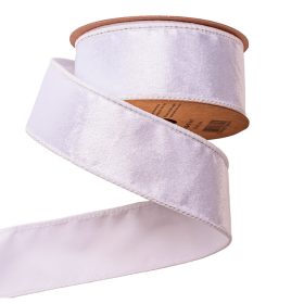 Panglică catifea albă cu margine sârmă 38mm x 5m