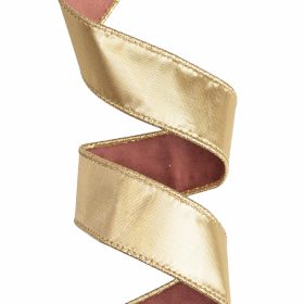 Panglică catifea Rose gold cu margine sârmă 38mm x 5m
