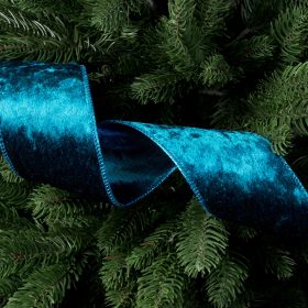 Panglică catifea albastră cu margine sârmă 38mm x 5m