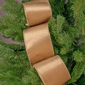 Panglică catifea aurie cu margine sârmă 63mm x 5m