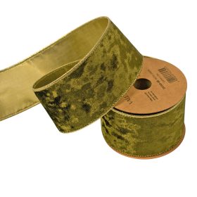 Panglică catifea verde mușchi cu margine sârmă 63mm x 5m