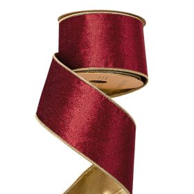 Panglică catifea bordo cu margine sârmă 63mm x 5m