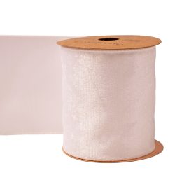 Panglică catifea albă cu margine sârmă 100mm x 5m