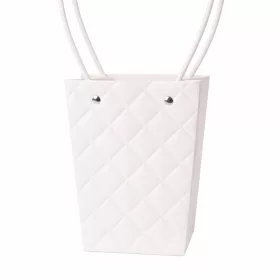   10 buc. Sacoșă cadou cu flori embosate 13(î) x 9.5(l) x 15.5(a) cm - Alb