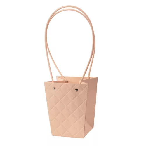 10 buc. Sacoșă cadou cu flori embosate 13(î) x 9.5(l) x 15.5(a) cm - Pudră închisă