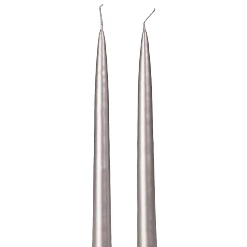Lumânări subțiri, set de 2 buc., 2.2cm x 25cm - Argintiu metalic