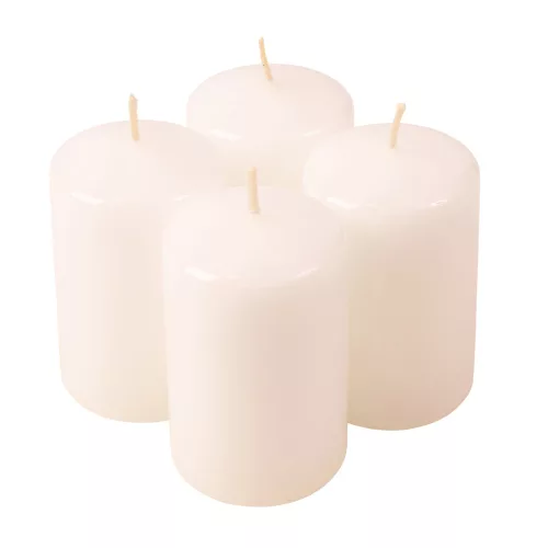 Set lumânări cilindru de Advent 7 x 4cm - Alb lăcuit