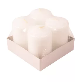 Set lumânări cilindru de Advent 7 x 4cm - Alb lăcuit