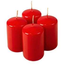 Set lumânări cilindru de Advent 7 x 4cm - Roșu lăcuit