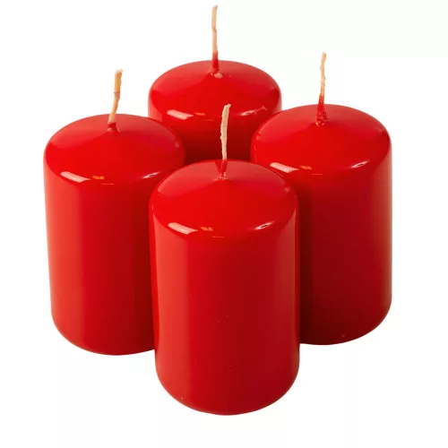Set lumânări cilindru de Advent 7 x 4cm - Roșu lăcuit