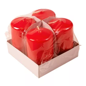 Set lumânări cilindru de Advent 7 x 4cm - Roșu lăcuit