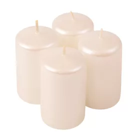   Set lumânări cilindru de Advent 7 x 4cm - Alb perlat metalic