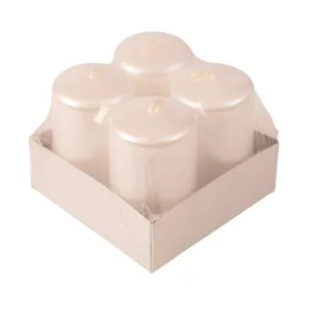   Set lumânări cilindru de Advent 7 x 4cm - Alb perlat metalic