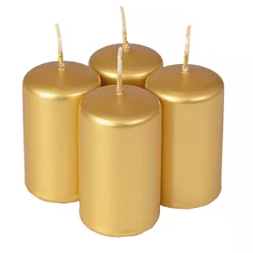 Set lumânări cilindru de Advent 7 x 4cm - Auriu metalic