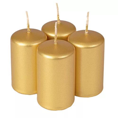 Set lumânări cilindru de Advent 7 x 4cm - Auriu metalic