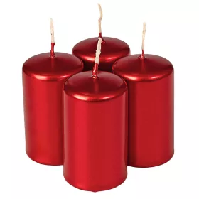 Set lumânări cilindru de Advent 7 x 4cm - Roșu metalic