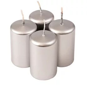 Set lumânări cilindru de Advent 7 x 4cm - Argintiu metalic