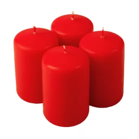 Set lumânări cilindru de Advent 7 x 4cm - Roșu mat