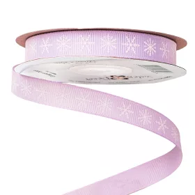 Panglică rips cu fulgi de zăpadă 12mm x 20m - Lila pal