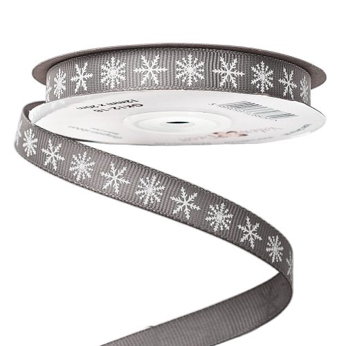 Panglică rips cu fulgi de zăpadă 12mm x 20m – Gri