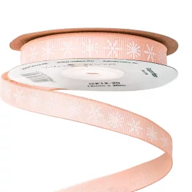 Panglică rips cu fulgi de zăpadă 12mm x 20m - Piersică