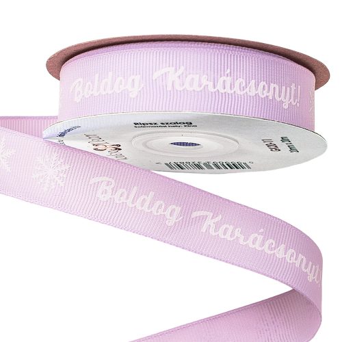 Panglică rips cu inscripție "Boldog Karácsonyt!" 20mm x 20m – Lila deschis