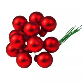 Pick glob de sticlă, mat roșu, 2cm, set de 12 bucăți