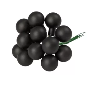 Pick glob de sticlă, mat negru, 2cm, set de 12 bucăți