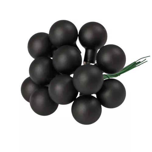 Pick glob de sticlă, mat negru, 2cm, set de 12 bucăți