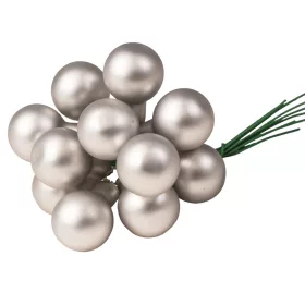 Pick glob de sticlă, mat argintiu, 2cm, set de 12 bucăți