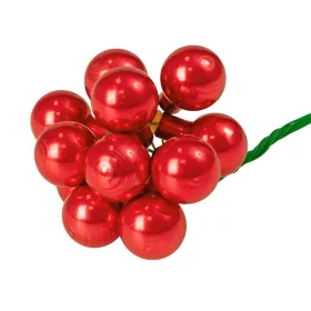 Pick glob de sticlă, sidefiu roșu, 2cm, set de 12 bucăți