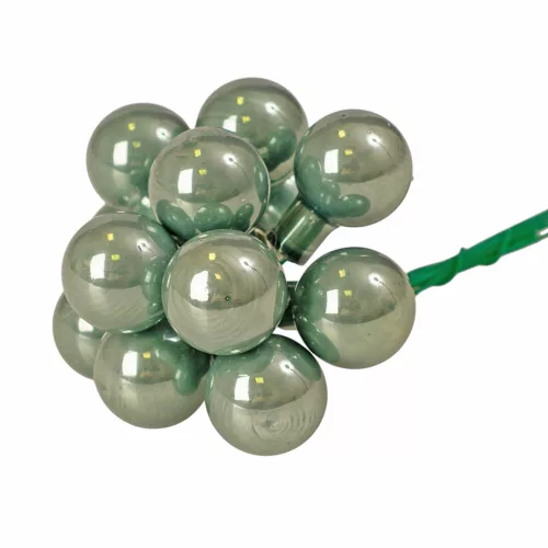 Pick glob de sticlă, sidefiu verde, 2cm, set de 12 bucăți