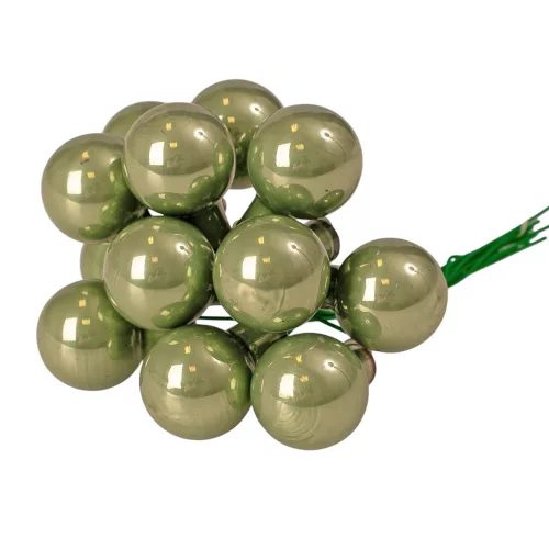 Pick glob de sticlă, sidefiu rozmarin, 2cm, set de 12 bucăți