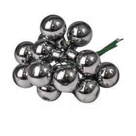 Pick glob de sticlă, lucios gri, 2cm, set de 12 bucăți