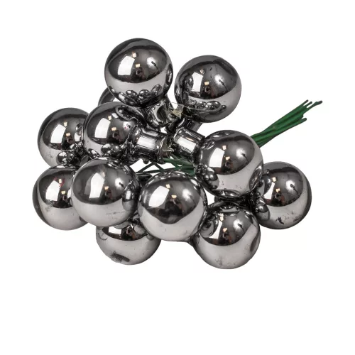 Pick glob de sticlă, lucios gri, 2cm, set de 12 bucăți