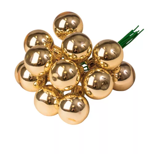 Pick glob de sticlă, lucios auriu, 2cm, set de 12 bucăți