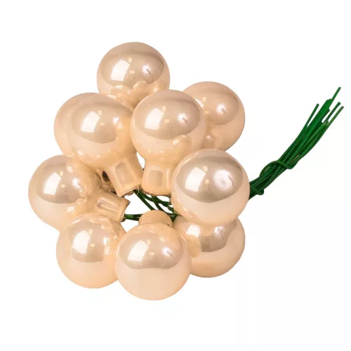 Pick glob de sticlă, lucios crem, 2cm, set de 12 bucăți