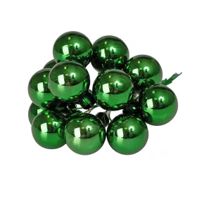   Pick glob de sticlă, lucios verde închis, 2cm, set de 12 bucăți