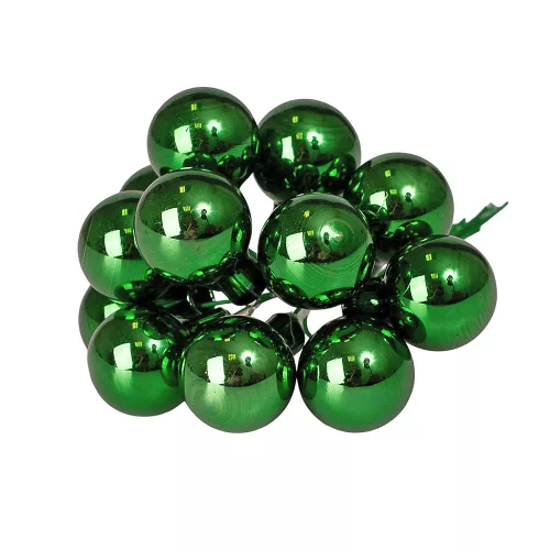 Pick glob de sticlă, lucios verde închis, 2cm, set de 12 bucăți