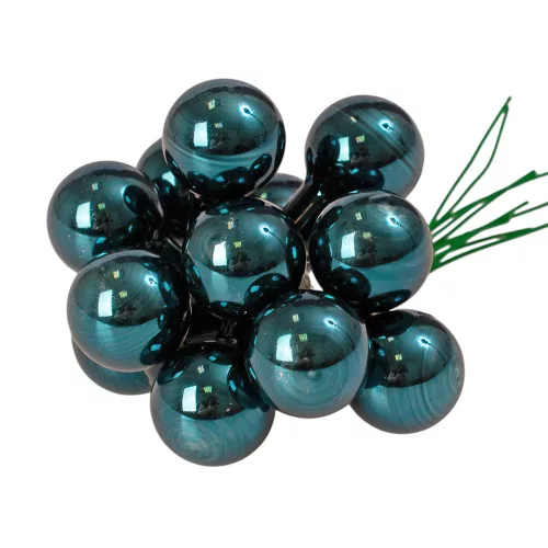 Pick glob de sticlă, lucios albastru, 2cm, set de 12 bucăți