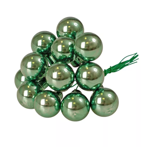 Pick glob de sticlă, lucios verde, 2cm, set de 12 bucăți