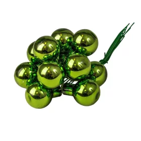 Pick glob de sticlă, lucios verde, 2cm, set de 12 bucăți