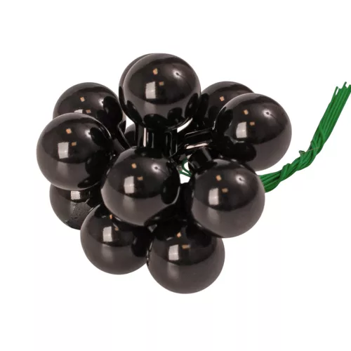 Pick glob de sticlă, lucios negru, 2cm, set de 12 bucăți
