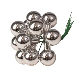   Pick glob de sticlă, lucios argintiu, 2cm, set de 12 bucăți