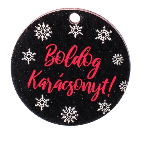 3buc. plăcuță decorativă cu fulg de zăpadă și inscripția "Boldog Karácsonyt!" 5cm