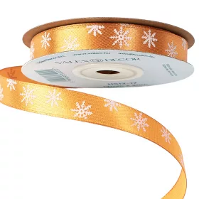   Panglică satinată de Crăciun cu fulgi de zăpadă 12mm x 20m - Bronz