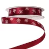 Panglică satinată de Crăciun cu fulgi de zăpadă 12mm x 20m - Bordo