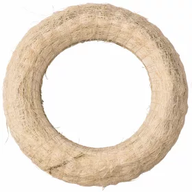   Bază de coroniță din fân îmbrăcată în sisal 15cm/3cm - Alb
